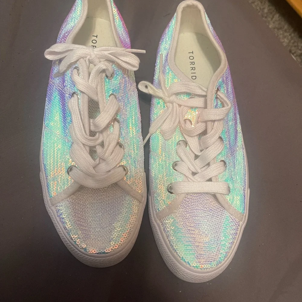 Torrid Holographic Sequin Sneakers with White Laces - Picture 1 of 3